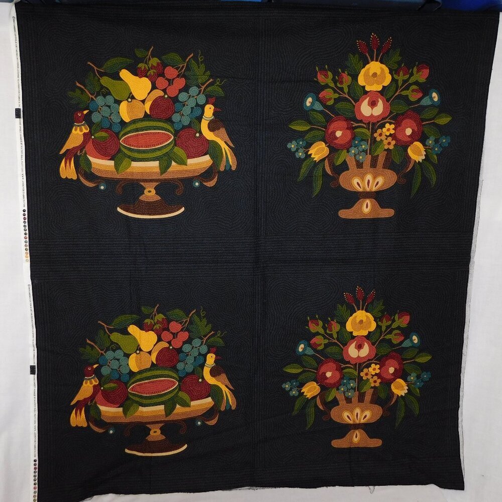 Andover Fabrics Folk Art Kathy Hall Pratt Home Sweet Home 2 Panel 44" x 93" 2004